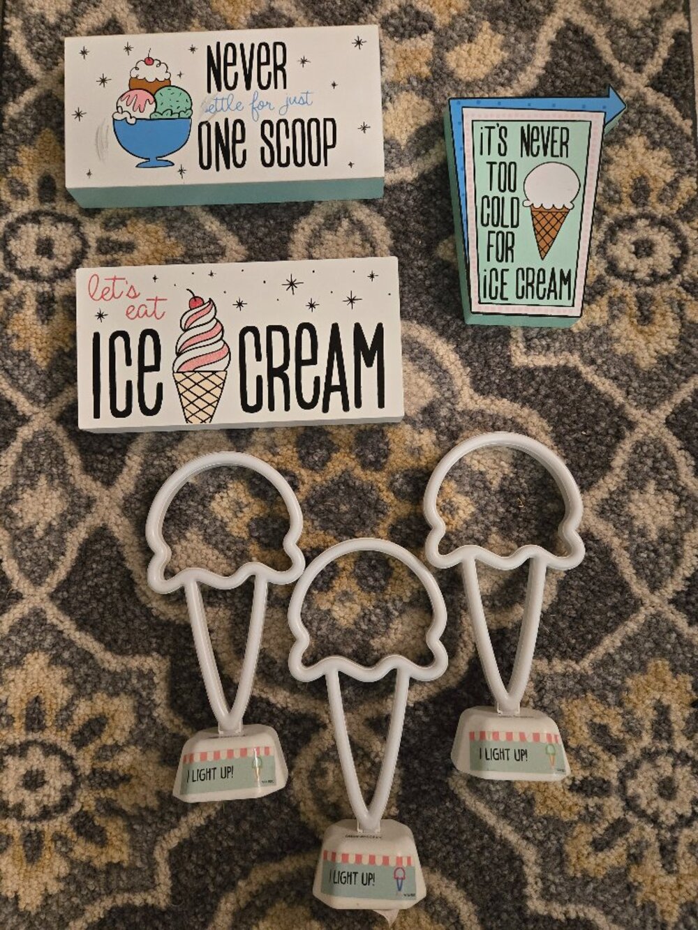Collection of Ice Cream-Themed Decor Pieces for Ice Cream Station or Party